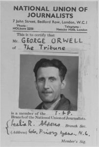 George Orwell's press card by UCL Library Special Collections
